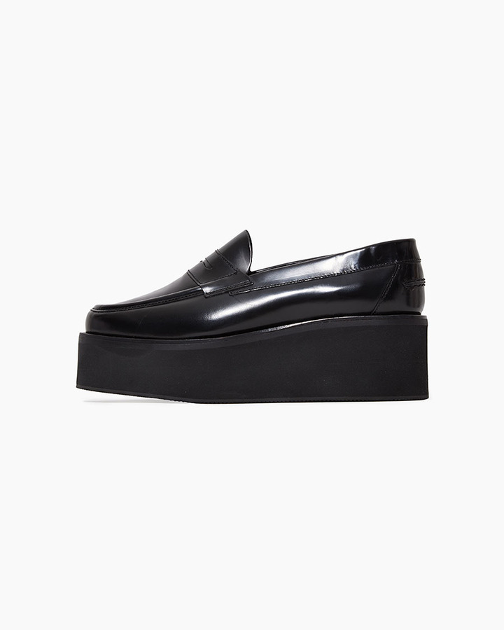 black platform loafers