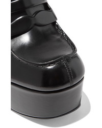 Prada Leather Platform Loafers Black