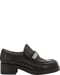 Jil Sander Navy Leather Platform Loafers Black