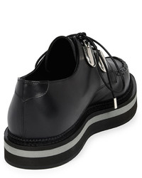 Alexander McQueen Platform Leather Lace Up Loafer Black