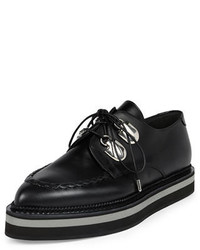 Alexander McQueen Platform Leather Lace Up Loafer Black