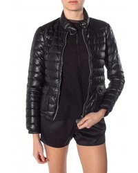 Black Leather Puffer Coat