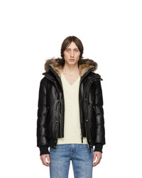 Mackage Black Down And Leather Bomber Jacket