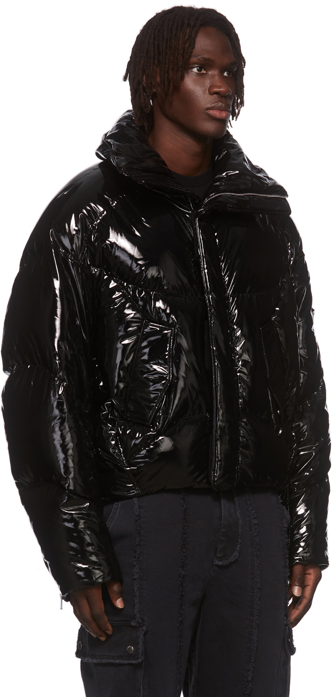 Chen Peng Black Down Glossy Puffer Jacket, $970 | SSENSE | Lookastic