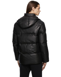 Yves Salomon Army Black Down Short Leather Jacket