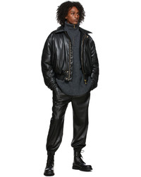 Nanushka Black Faux Leather Bomber Jacket