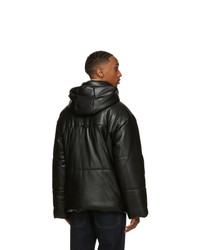 Nanushka Black Faux Leather Puffer Hide Jacket
