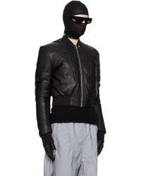 Rick Owens Black Fog Down Leather Bomber Jacket