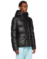 Yves Salomon Army Black Leather Down Jacket