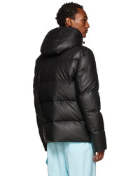 Yves Salomon Army Black Leather Down Jacket