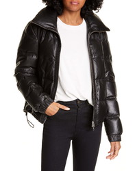 Black Leather Puffer Jackets for Women | Lookastic