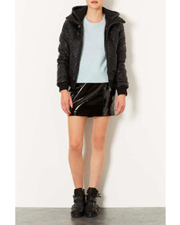 Topshop Quilted Faux Leather Puffer