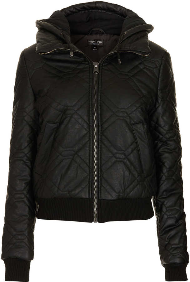 topshop leather puffer