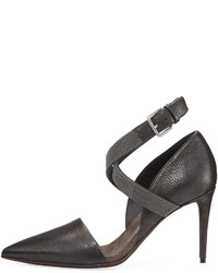 Brunello Cucinelli 85mm Leather Pump With Monili Ankle Wrap