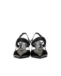 Prada Black Leather Slingback Heels