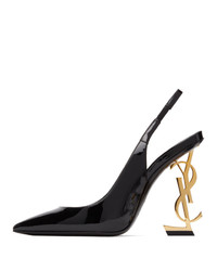 Saint Laurent Black Opyum Slingback Heels, $1,095 | SSENSE | Lookastic