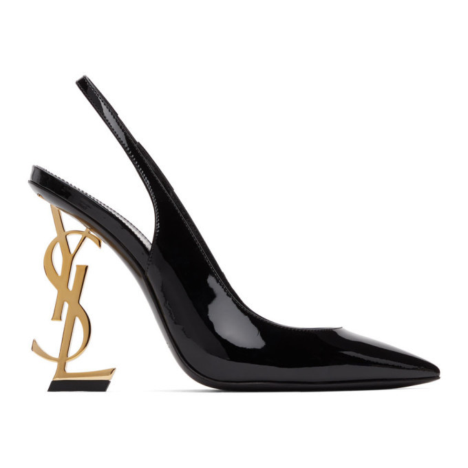Saint Laurent Black Opyum Slingback Heels, $1,095 | SSENSE | Lookastic