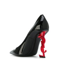 Saint Laurent Black Red Heel Opyum 110 Patent Leather Pumps