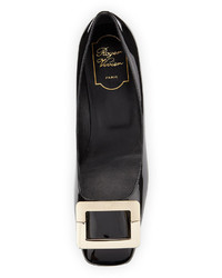 Roger Vivier Decollete U Cut Mid Heel Pump Black