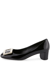 Roger Vivier Decollete U Cut Mid Heel Pump Black