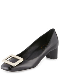 Roger Vivier Decollete U Cut Mid Heel Pump Black