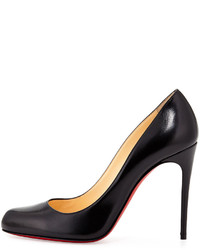 Christian Louboutin Decollette Leather Red Sole Pump Black