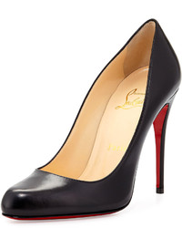 Christian Louboutin Decollette Leather Red Sole Pump Black