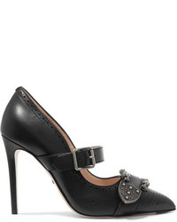 Gucci Dionysus Perforated Leather Mary Jane Pumps Black