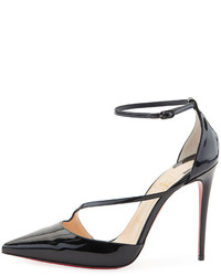 Christian Louboutin Fliketta Patent 100mm Red Sole Ankle Wrap Pump