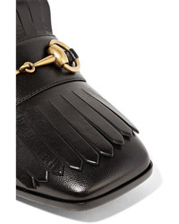 Gucci Horsebit Detailed Fringed Leather Pumps Black