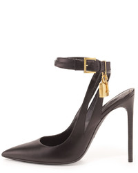 Tom Ford Leather Ankle Lock 105mm Pump Black