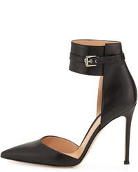 Gianvito Rossi Leather Ankle Wrap Pump Black