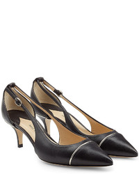 Paul Andrew Leather Low Heel Pumps With Metallic Detail