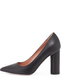 RED Valentino Leather Pointed Toe Cylinder Heel Pump Black