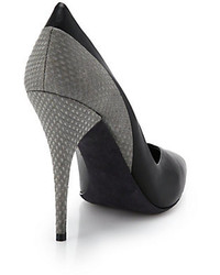 Narciso Rodriguez Leather Snakeskin Point Toe Pumps