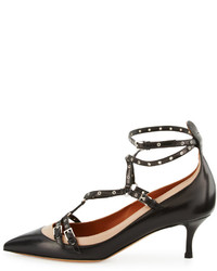Valentino Leather Strappy Ankle Pump Black