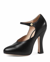 Gucci Lesley Leather Mary Jane Pump Black