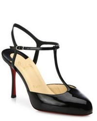 Christian Louboutin Me Pam 85 Patent Leather T Strap Pumps