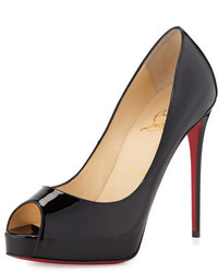 Christian Louboutin New Very Prive Peep Toe Red Sole Pump Black