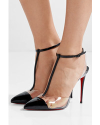 Christian Louboutin Nosy 100 Patent Leather And Pvc T Bar Pumps