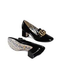 Gucci Patent Leather Mid Heel Pump With Double G