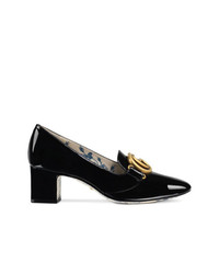 Gucci Patent Leather Mid Heel Pump With Double G