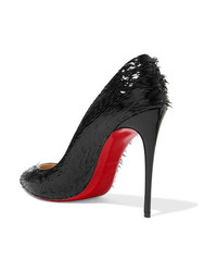 Christian Louboutin Pigalle Follies 100 Fringed Patent Leather Pumps
