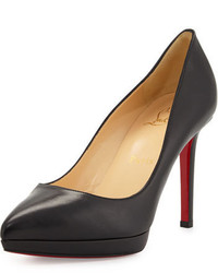 Christian Louboutin Pigalle Plato Leather Red Sole Pump Black