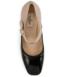 Valentino Plain Two Tone Leather Mary Jane Pumps