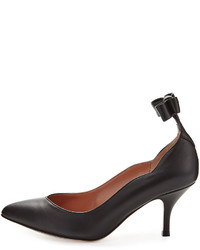 RED Valentino Scalloped Leather Bow Pump Black