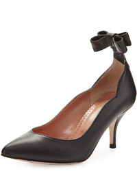 RED Valentino Scalloped Leather Bow Pump Black