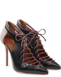 Malone Souliers Suede And Leather Lace Up Pumps With Cut Outs