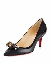 Christian Louboutin Tudorchic Jeweled Bow 70mm Red Sole Pump Black