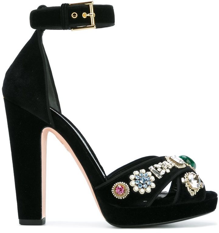 Alexander McQueen Jewel Sandals, $1,045 | farfetch.com | Lookastic.com